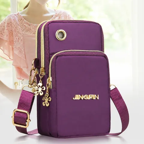 Damen Mini Umhängetasche Handytasche Wasserdichtes Nylon Vertikale Schultertasche Kleine Messenger Tasche Mit Reißverschlusstaschen