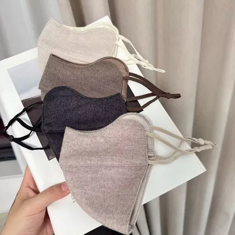 Mascarilla Facial Cálida de Invierno para Mujer Color Sólido Mezcla de Lana Espesada A Prueba de Frío A Prueba de Viento Transpirable