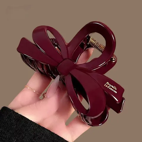 Elegante Pinza para el Cabello con Pajarita Pinza de Tiburón de Plástico Grande para Mujer Accesorios para el Cabello Estilo Resina