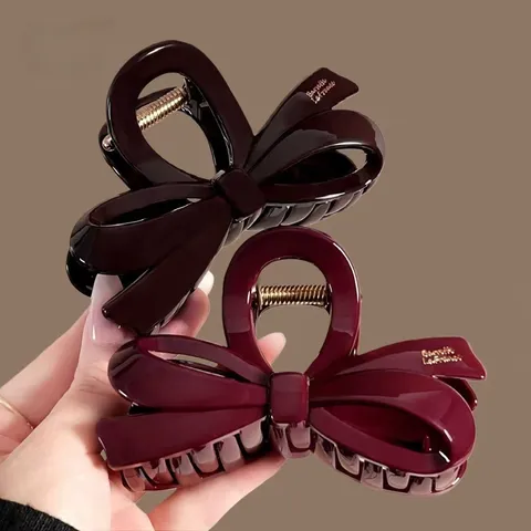 Elegante Pinza para el Cabello con Pajarita Pinza de Tiburón de Plástico Grande para Mujer Accesorios para el Cabello Estilo Resina
