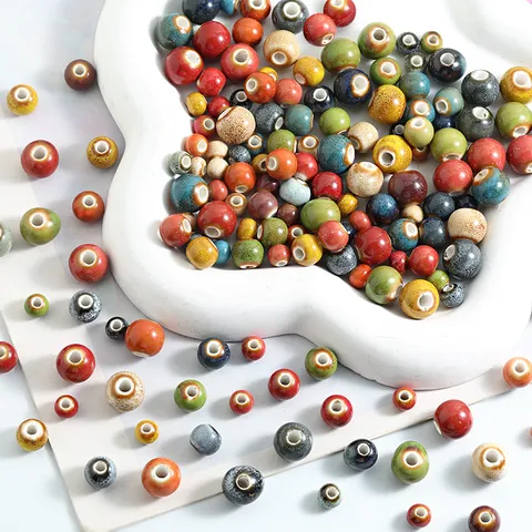 Jingdezhen Ceramic Loose Beads Polka Dot Glaze Craft Beads For DIY Necklace Bracelet Jewelry Making Supplies