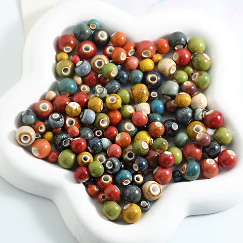 Jingdezhen Ceramic Loose Beads Polka Dot Glaze Craft Beads For DIY Necklace Bracelet Jewelry Making Supplies