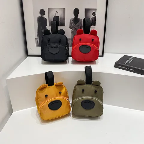 Cute Cartoon Bear Pattern Nylon Mini Handbag Urban Simple Lightweight Large Capacity Tote Bag For Women Office Workers Baby Outing