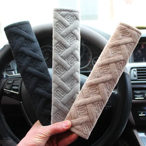 Universal Car Seat Belt Shoulder Pad Plush Embroidered Seat Belt Cover Protector Four Seasons Soft Auto Interior Decoration Accessories