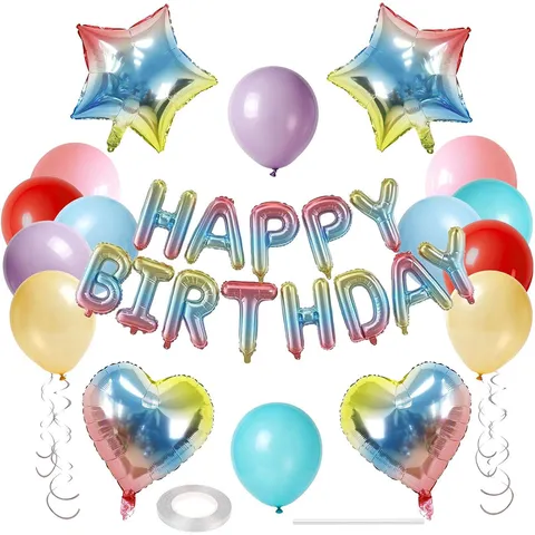 Buon Compleanno Palloncino in Alluminio Lettera Striscione Set Decorazione per Festa Foglio di Alluminio e Palloncini in Lattice