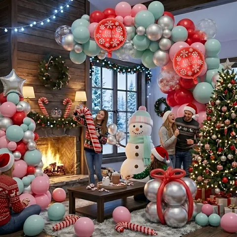 Christmas Aluminum Foil Balloon Set Festival Party Decoration Scene Layout Balloon Arch Kit Holiday Home Decor