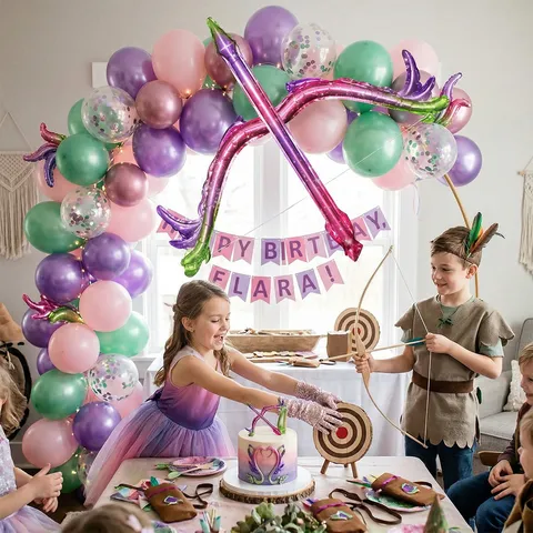 Cartoon Pfeil Und Bogen Form Aluminiumfolie Ballon Kinder Geburtstag Party Park Szene Layout Dekorative Requisiten