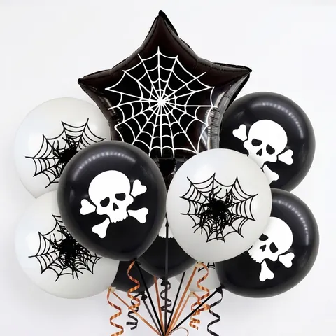 Halloween Feest Decoratie Bedrukte Aluminiumfolie Ballonnen Skelet Spinnenweb Thema Festival Feestbenodigdheden