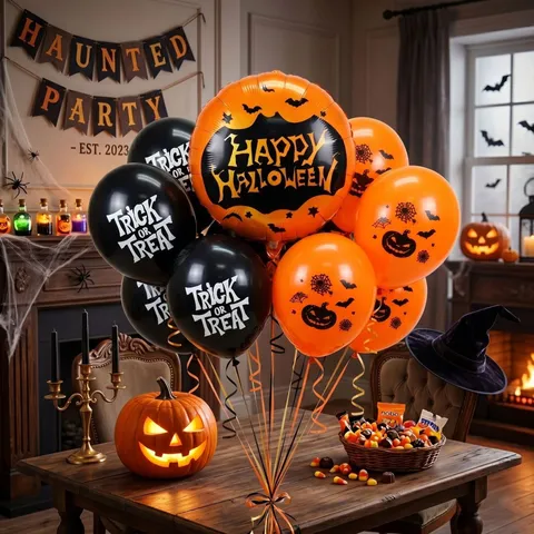 Halloween Feest Decoratie Bedrukte Aluminiumfolie Ballonnen Skelet Spinnenweb Thema Festival Feestbenodigdheden