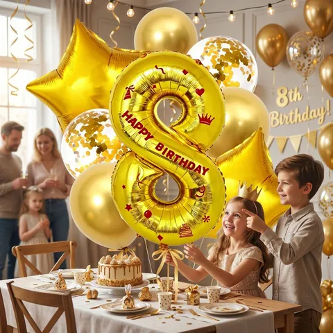 Large Gold Number Foil Balloons Birthday Party Decoration Set Digital Helium Balloon Kids Birthday Party Supplies