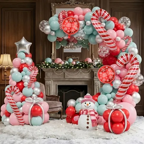 Christmas Aluminum Foil Balloon Set Festival Party Decoration Scene Layout Balloon Arch Kit Holiday Home Decor