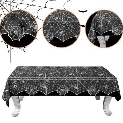 Halloween Party Balloon Set Spider Web Tablecloth Grim Reaper Balloons Banner Cake Toppers Decor
