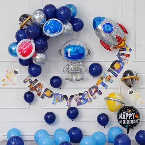 Ruimte Thema Verjaardag Feest Decoratie Ballon Set Astronaut Raket Folie Ballonnen Kinderen Verjaardag Feest Benodigdheden