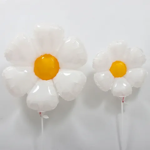 White Daisy Aluminum Foil Balloon With Plastic Holder Stick Party Decoration Accessories Festival Celebration Supplies