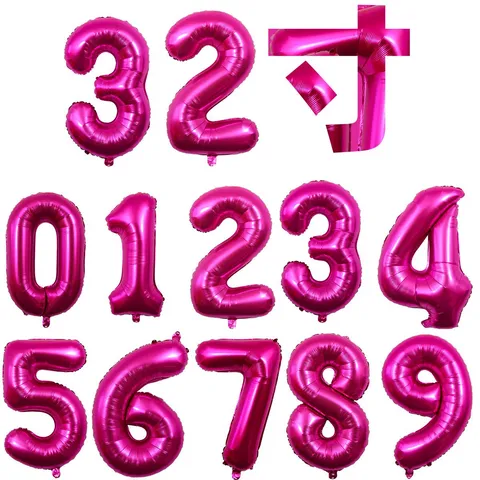 Palloncini Numerici in Foglio di Alluminio Rosso Rosa Palloncino Digitale Mylar per Decorazione Evento Celebrazione Festa di Compleanno