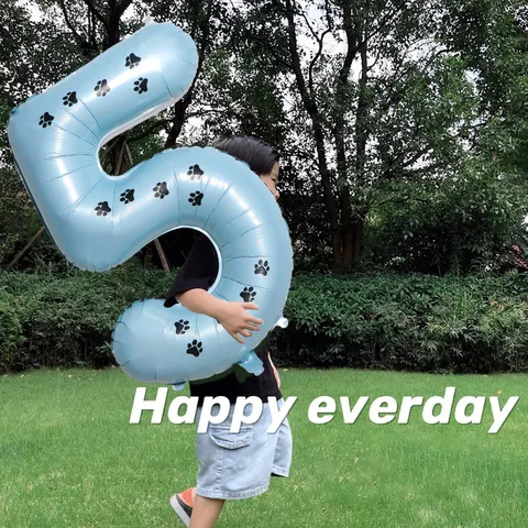 Palloncino in Alluminio con Numero di Zampa di Cane Blu Palloncini Digitali per Festa di Compleanno