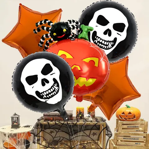 Μπαλόνια Αλουμινίου Halloween Κολοκύθα Σκελετός Αράχνη Στρογγυλά Μπαλόνια Για Διακόσμηση Γιορτινού Πάρτι