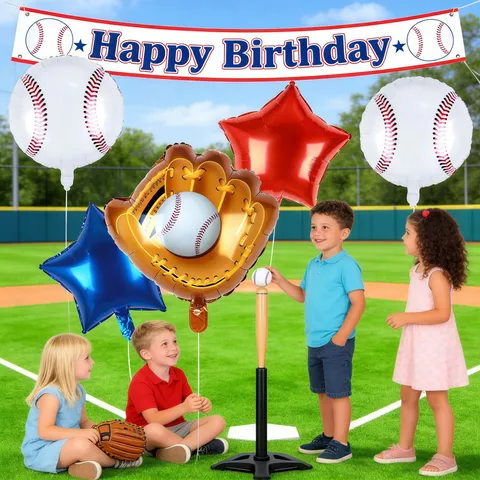 Set di Palloncini in Foglio di Alluminio Tema Baseball Sport Compleanno Festa Decorazione Guanto Stella Palloncini Forniture per Feste