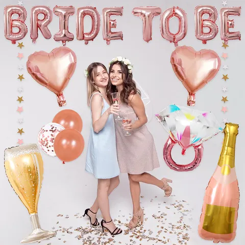 Bachelorette Party Balloons Decoration Set Bride To Be Foil Latex Balloons With Sash Veil For Bridal Shower Wedding Party