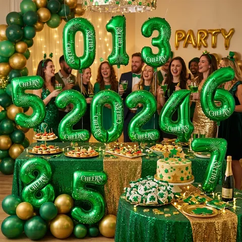 Verde Numero Palloncino in Alluminio Festa di Compleanno Decorazione Cheers Stampato Digitale Forniture