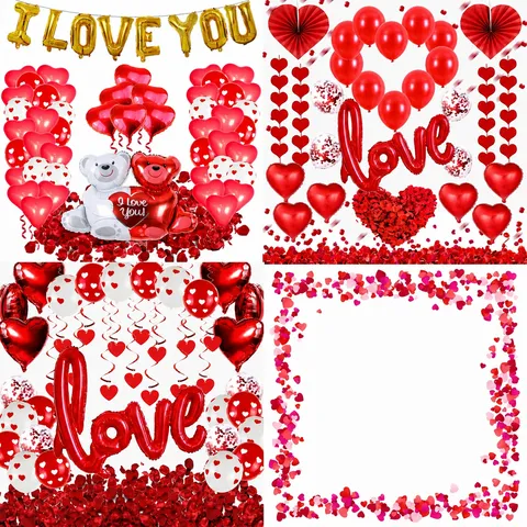 Set di Decorazioni per Palloncini per Stanza di Matrimonio di San Valentino LOVE Palloncini in Lattice di Alluminio Forniture per Feste di Proposta Romantica