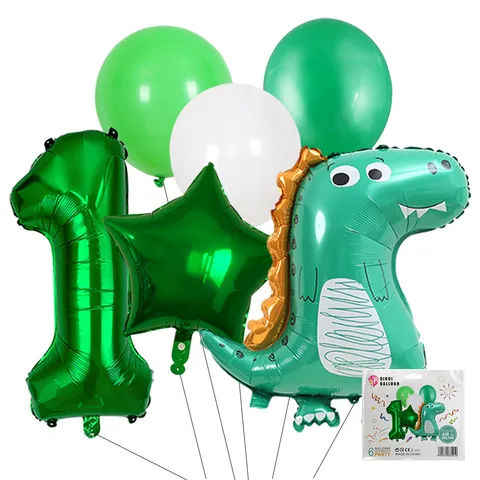 Dinosaur Number Foil Balloon Set Cartoon Dinosaur Latex Balloons Kids Birthday Party Decoration Supplies