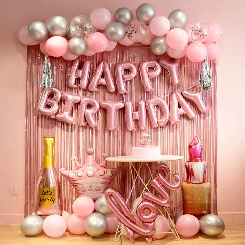 Ροζ Χρυσό Ροζ Θέμα Γενethliwn Party Balloon Set Diakosmisi Arch Kit Me Foil And Latex Balloons Gia Diakosmisi Ekdiloseon