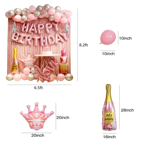 Ροζ Χρυσό Ροζ Θέμα Γενethliwn Party Balloon Set Diakosmisi Arch Kit Me Foil And Latex Balloons Gia Diakosmisi Ekdiloseon