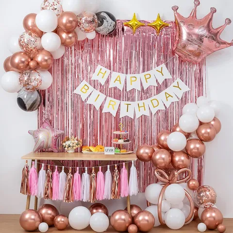 Kit Arco Palloncini per Festa di Compleanno per Bambini Palloncini Rotondi in Lattice e Foglio di Alluminio Decorazione per Feste