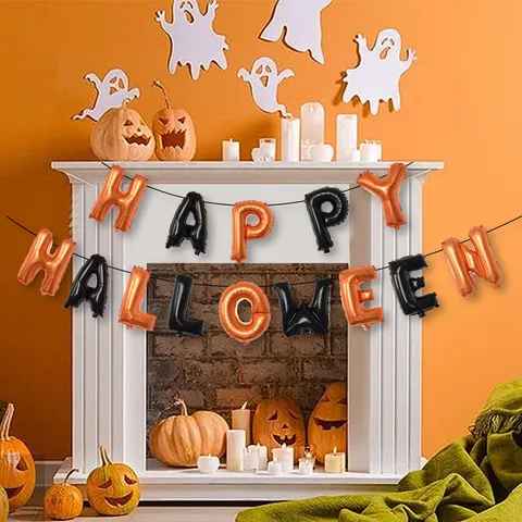 Halloween Letter Aluminum Foil Balloons Happy Halloween Banner Party Decoration Supplies