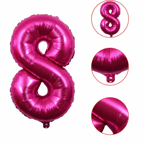 Palloncini Numerici in Foglio di Alluminio Rosso Rosa Palloncino Digitale Mylar per Decorazione Evento Celebrazione Festa di Compleanno