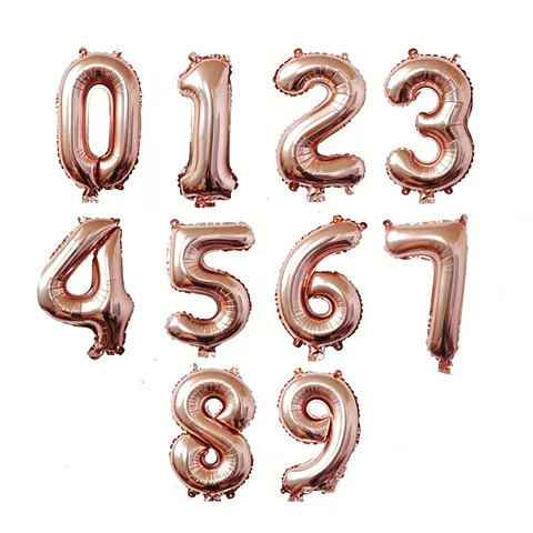 Palloncino in Foil di Alluminio con Numero in Oro Rosa Palloncini Mylar Digitali per Festa di Compleanno Matrimonio Evento Celebrazione Decorazione