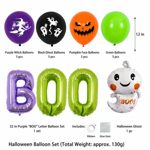 Κιτ Αψίδας Μπαλονιών Halloween Μαύρα Μωβ Πορτοκαλί Πράσινα Μπαλόνια Με Μπαλόνια Φάντασμα Boo Για Είδη Διακόσμησης Πάρτι