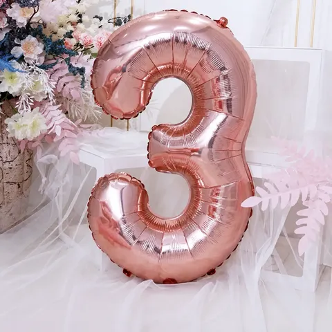 Palloncino in Foil di Alluminio con Numero in Oro Rosa Palloncini Mylar Digitali per Festa di Compleanno Matrimonio Evento Celebrazione Decorazione