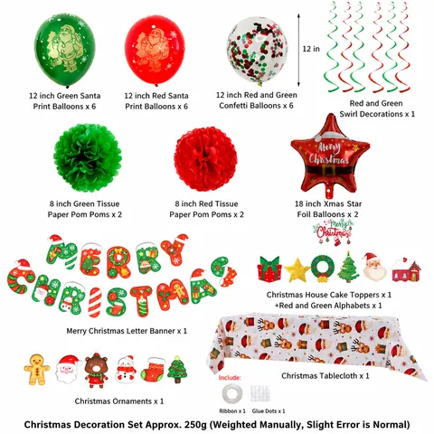 Set di Decorazioni per Feste a Tema Natalizio Babbo Natale Palloncini in Lattice Banner Sfondo Forniture per Feste