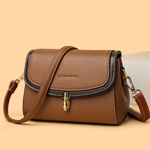 Damen Vintage PU Leder Umhängetasche Mode Kontrastfarbe Kleine Quadratische Tasche Lässige Tägliche Schultertasche