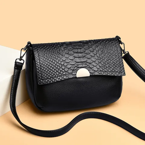 Γυναικεία Τσάντα Ώμου από PU Δέρμα Casual Crossbody Τσάντα Μονόχρωμη Μοτίβο Κροκόδειλου Μόδα Τσάντα Χειρός
