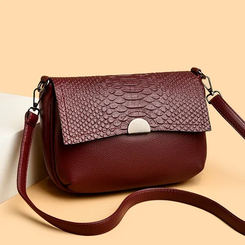 Γυναικεία Τσάντα Ώμου από PU Δέρμα Casual Crossbody Τσάντα Μονόχρωμη Μοτίβο Κροκόδειλου Μόδα Τσάντα Χειρός