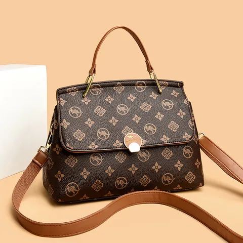 Γυναικεία Vintage Τσάντα Χειρίου με Τύπωμα Retro Monogram Στυλ Δέρμα PU Χιαστί Τσάντα Ώμου Casual Καθημερινή Τσάντα