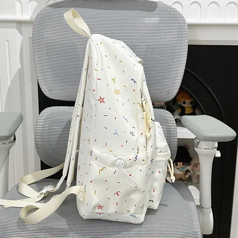 Casual Nylon Backpack Star Print Large Capacity School Bag Cute Bookbag For Teenager Girls Daily Travel Commute
