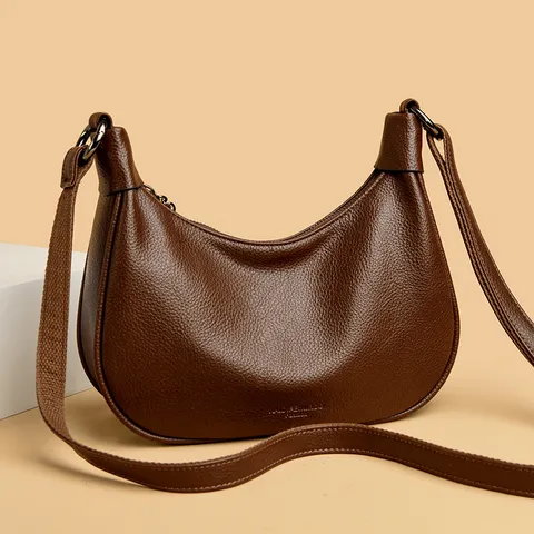 Dames PU Lederen Halve Maan Schoudertas Casual Effen Kleur Onderarm Hobo Tas