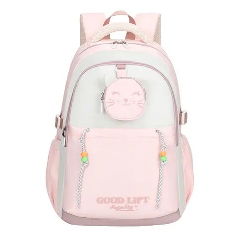 Japanese Style Star Print Backpack Women Nylon Casual Large Capacity School Bag Cute Cat Pendant Student Bookbag