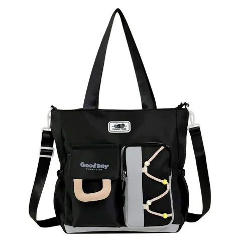 Grande Capacità Nylon Studente Scuola Libro Borsa Multi Tasche Casual Spalla Tracolla Borsa Commuter Quotidiano Borsa