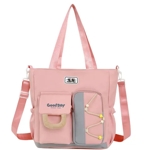 Grande Capacità Nylon Studente Scuola Libro Borsa Multi Tasche Casual Spalla Tracolla Borsa Commuter Quotidiano Borsa