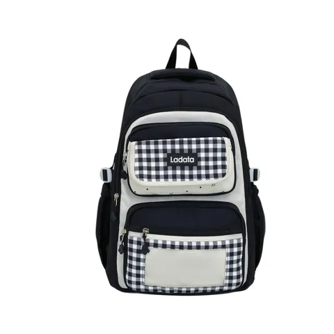 Large Capacity Student School Backpack Plaid Transparent Ita Bag Casual Oxford Cloth Bookbag For Teens