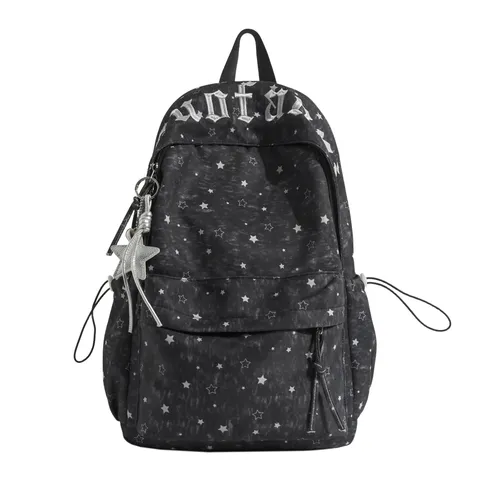 Korean Style Star Print Large Capacity School Backpack Casual Lightweight Bookbag For Teenagers And Students Daily Use