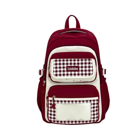 Large Capacity Student School Backpack Plaid Transparent Ita Bag Casual Oxford Cloth Bookbag For Teens