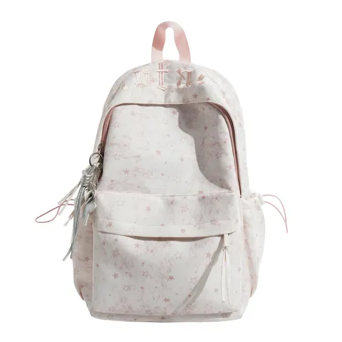 Korean Style Star Print Large Capacity School Backpack Casual Lightweight Bookbag For Teenagers And Students Daily Use