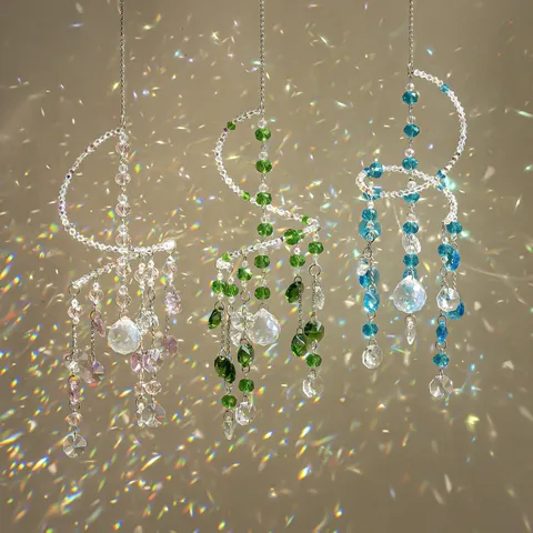 Handmade Spiral Staircase Crystal Suncatcher Prism Rainbow Maker Colorful Crystal Beads Hanging Ornament For Home Window Living Room Decoration Gift