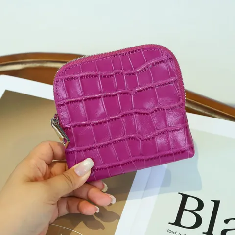 Monedero de Piel de Vaca con Patrón de Cocodrilo Mujer Bolso Portátil de Joyería Tarjetero Estuche para Llaves
